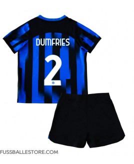 Günstige Inter Milan Denzel Dumfries #2 Heimtrikotsatz Kinder 2023-24 Kurzarm (+ Kurze Hosen)